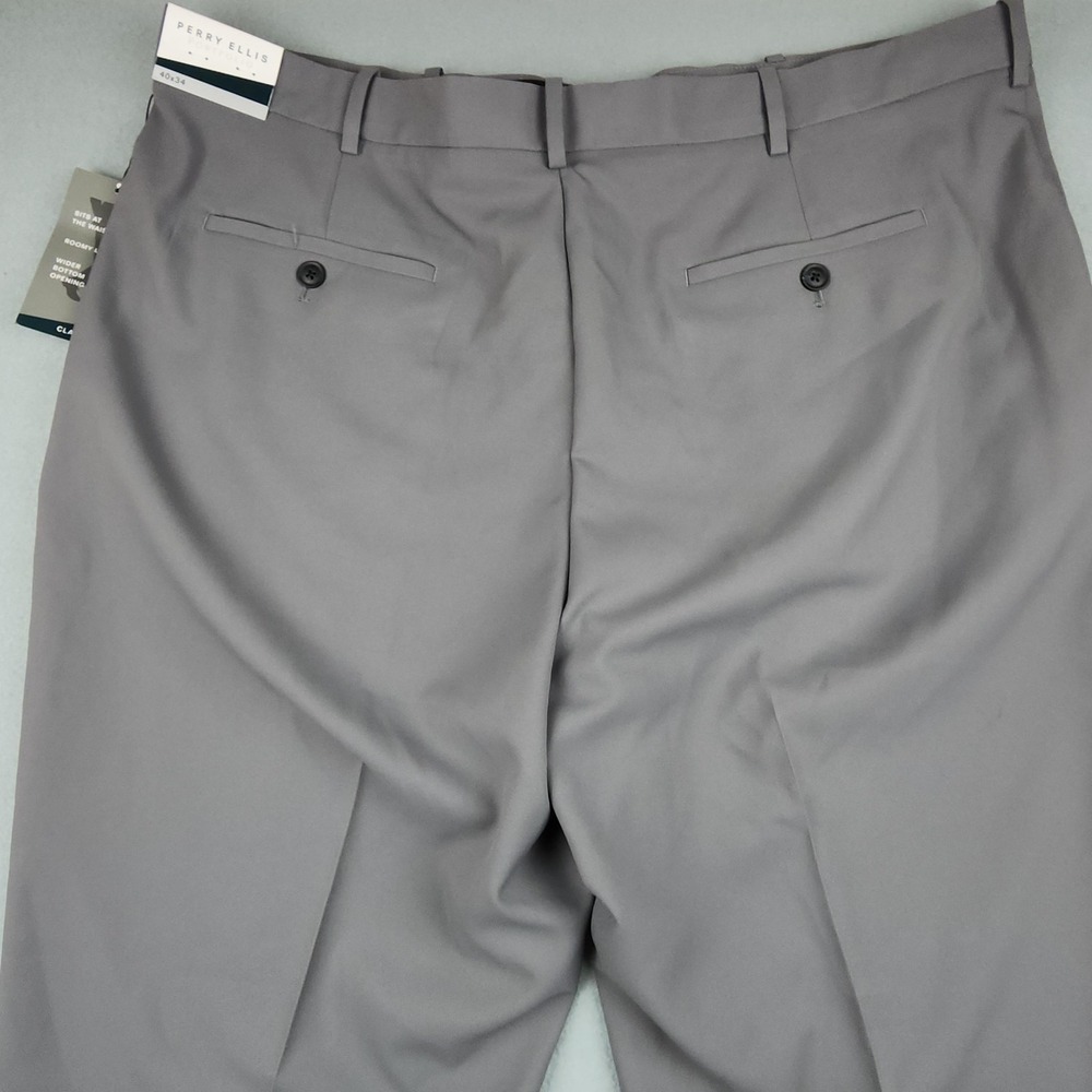 Perry Ellis Portfolio Dress Pants Mens 40x34 Gray Classic Fit Microfiber NWT - Picture 11 of 12